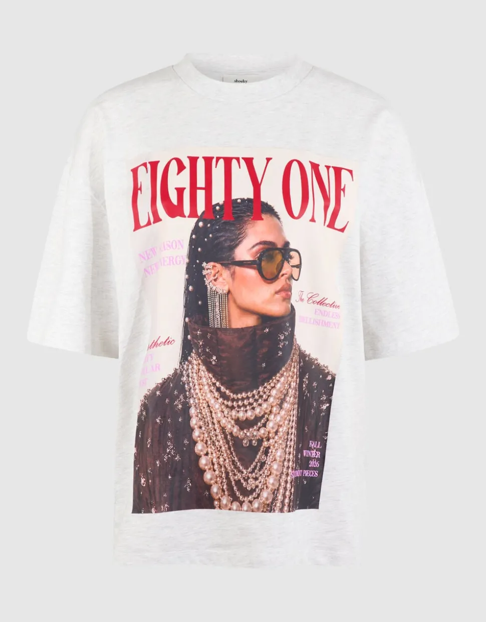 Oversized Magazine Artwork T-shirt Lichtgrijs