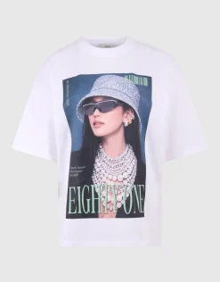 Oversized Pearl Magazine T-shirt Wit