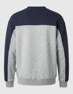 Oversized Piping Sweater Grijs/Donkerblauw