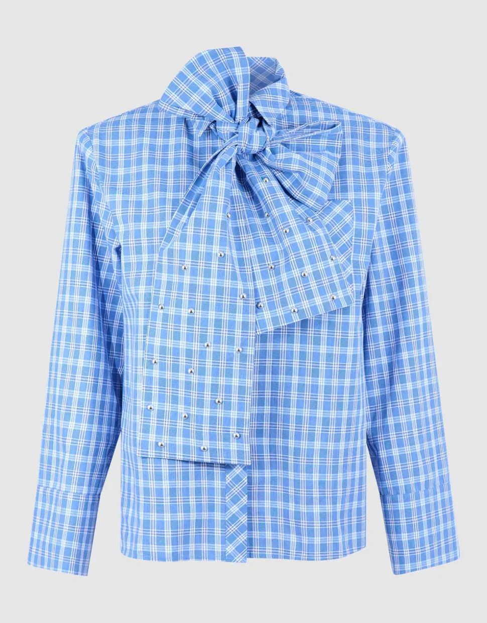 Oversized Ruiten Bow Blouse Blauw