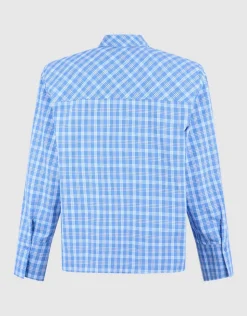 Oversized Ruiten Bow Blouse Blauw