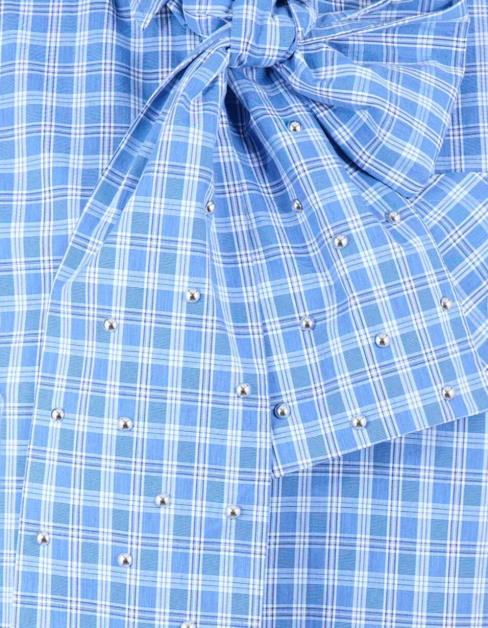Oversized Ruiten Bow Blouse Blauw