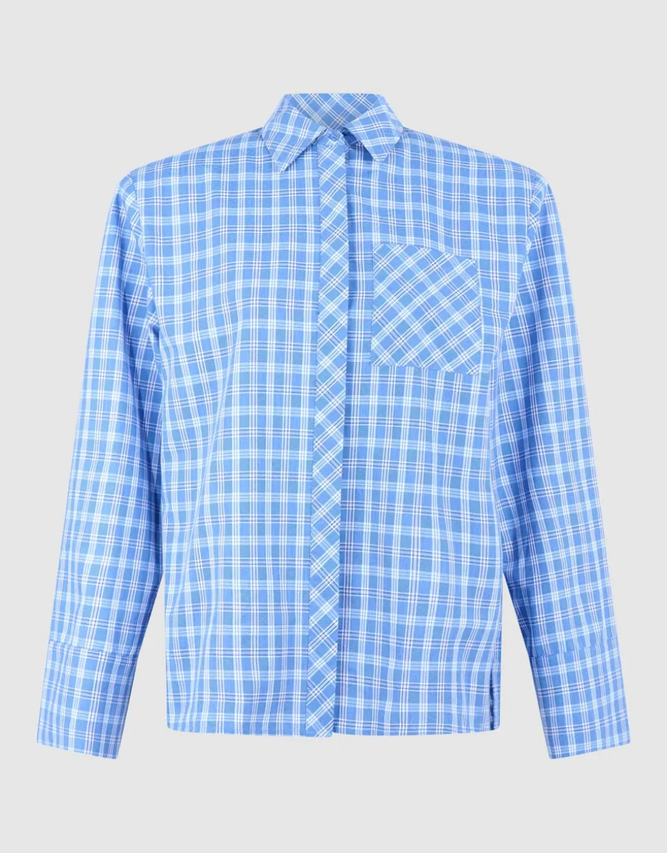 Oversized Ruiten Bow Blouse Blauw