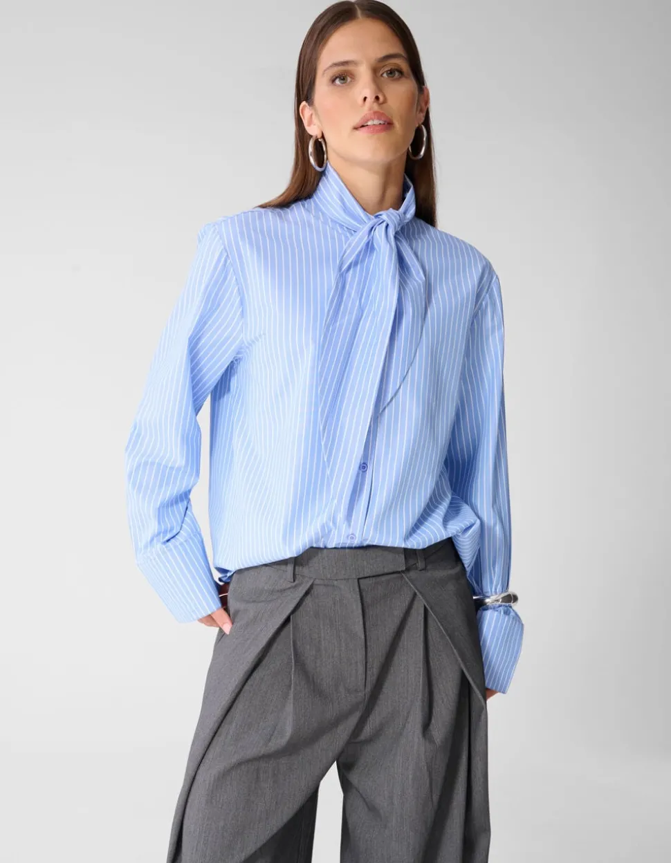 Oversized Scarf Blouse Lichtblauw