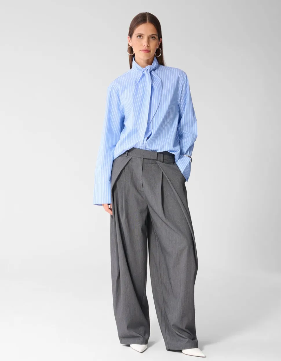 Oversized Scarf Blouse Lichtblauw
