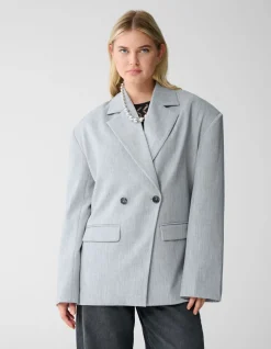 Oversized Shoulder Blazer Lichtgrijs