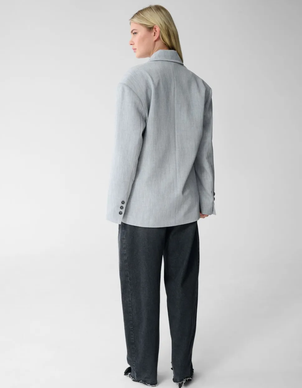 Oversized Shoulder Blazer Lichtgrijs