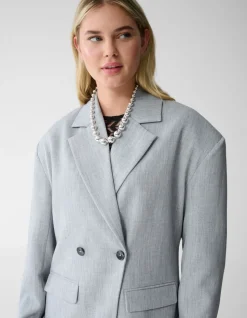 Oversized Shoulder Blazer Lichtgrijs