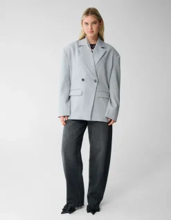 Oversized Shoulder Blazer Lichtgrijs