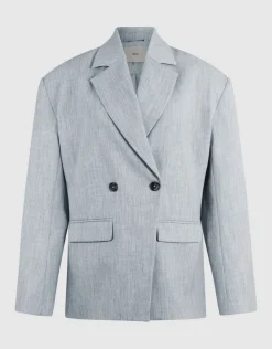 Oversized Shoulder Blazer Lichtgrijs