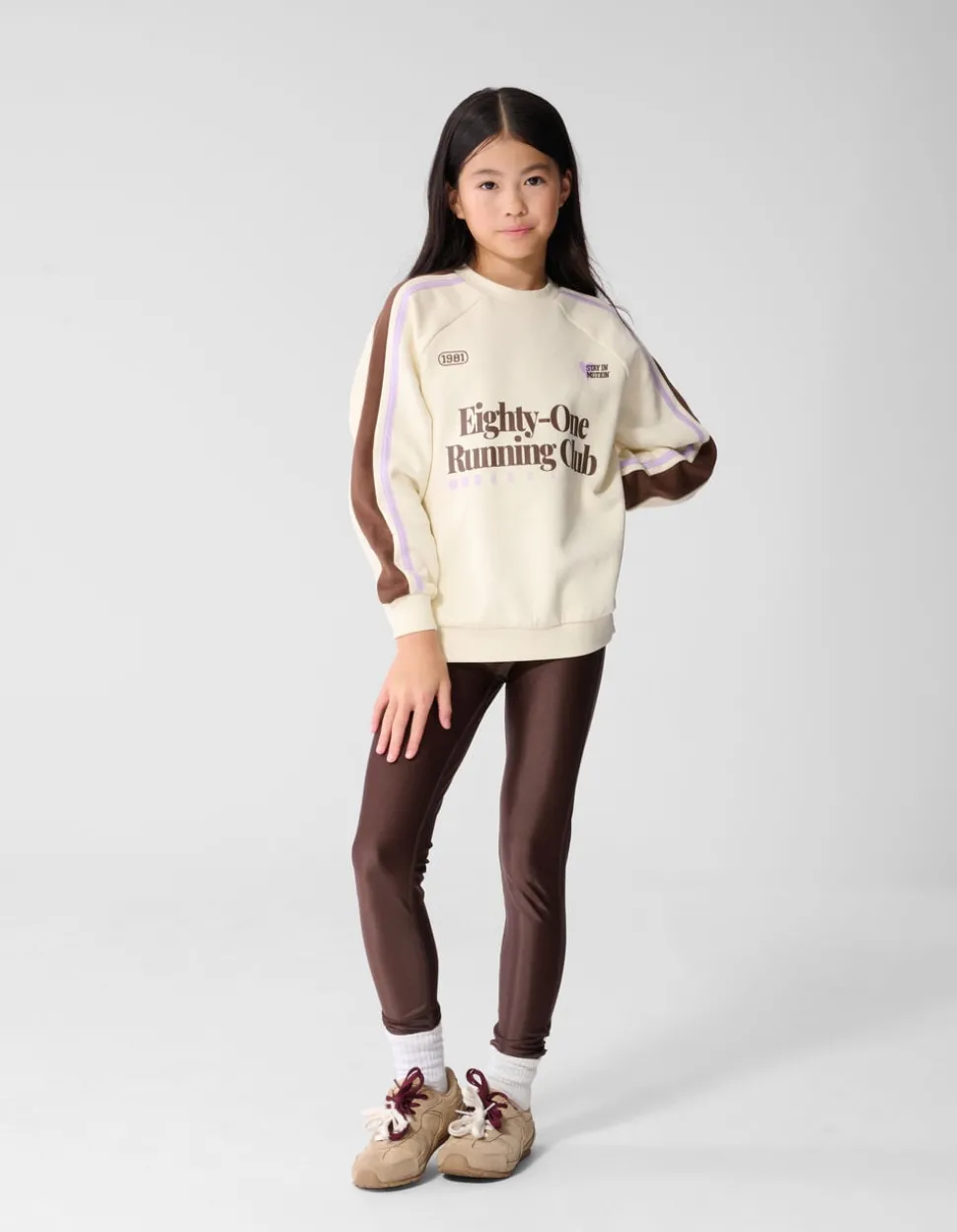 Oversized Sporty Sweater Gebroken Wit