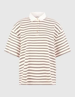 Oversized Stripe Short Sleeve Polo Bruin