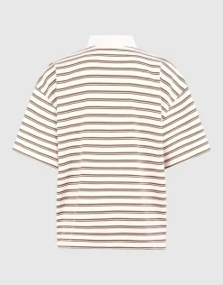 Oversized Stripe Short Sleeve Polo Bruin
