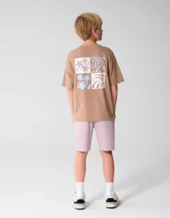 Oversized Sun Artwork T-shirt Lichtbruin