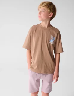 Oversized Sun Artwork T-shirt Lichtbruin