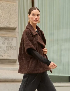 Oversized Teddy Gilet Donkerbruin