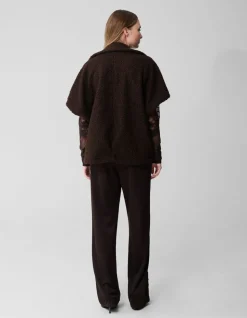 Oversized Teddy Gilet Donkerbruin