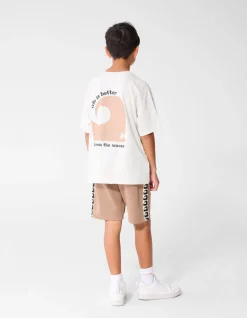 Oversized Waves Artwork T-shirt Lichtgrijs