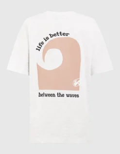 Oversized Waves Artwork T-shirt Lichtgrijs