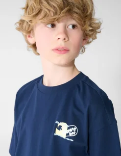 Oversized Waves Artwork T-shirt Donkerblauw