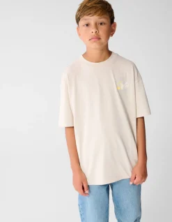 Oversized Waves Artwork T-shirt Beige