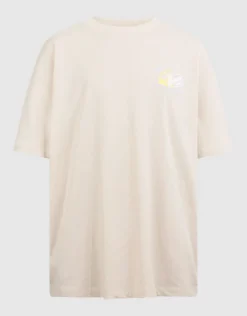 Oversized Waves Artwork T-shirt Beige