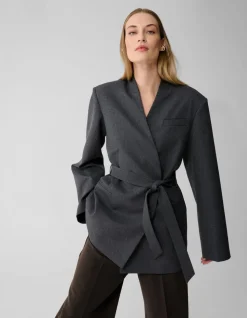 Oversized Wrap Blazer Donkergrijs By Lonneke