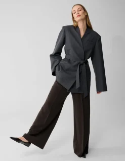 Oversized Wrap Blazer Donkergrijs By Lonneke