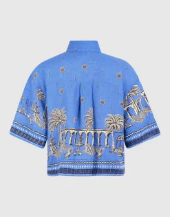Palm Print Blouse Blauw