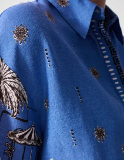 Palm Print Blouse Blauw