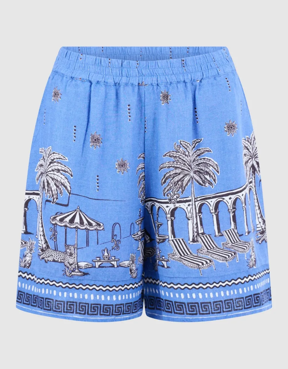 Palm Print Short Blauw