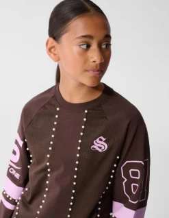 Parel Mesh Longsleeve Donkerbruin