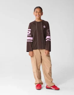 Parel Mesh Longsleeve Donkerbruin