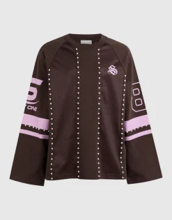 Parel Mesh Longsleeve Donkerbruin