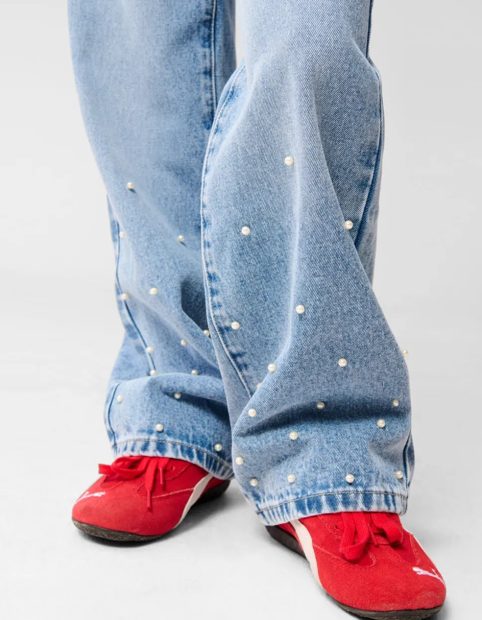 Parel Wide Leg Fit Jeans Blauw