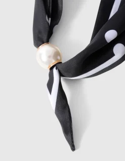 Pearl Dotted Sjaal Ketting Zwart/Wit