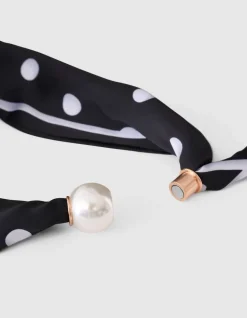 Pearl Dotted Sjaal Ketting Zwart/Wit