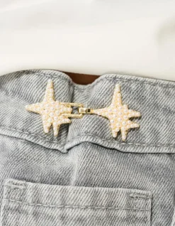 Pearl Spark Jeans Pins Goud