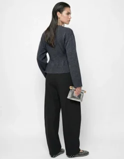 Peplum Gebreide Trui Donkergrijs