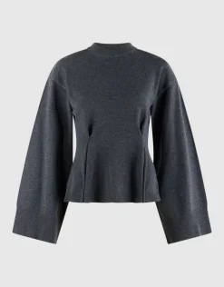 Peplum Gebreide Trui Donkergrijs