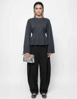 Peplum Gebreide Trui Donkergrijs