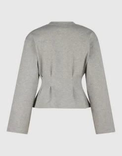 Peplum Scuba Longsleeve Top Lichtgrijs