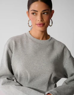 Peplum Scuba Longsleeve Top Lichtgrijs