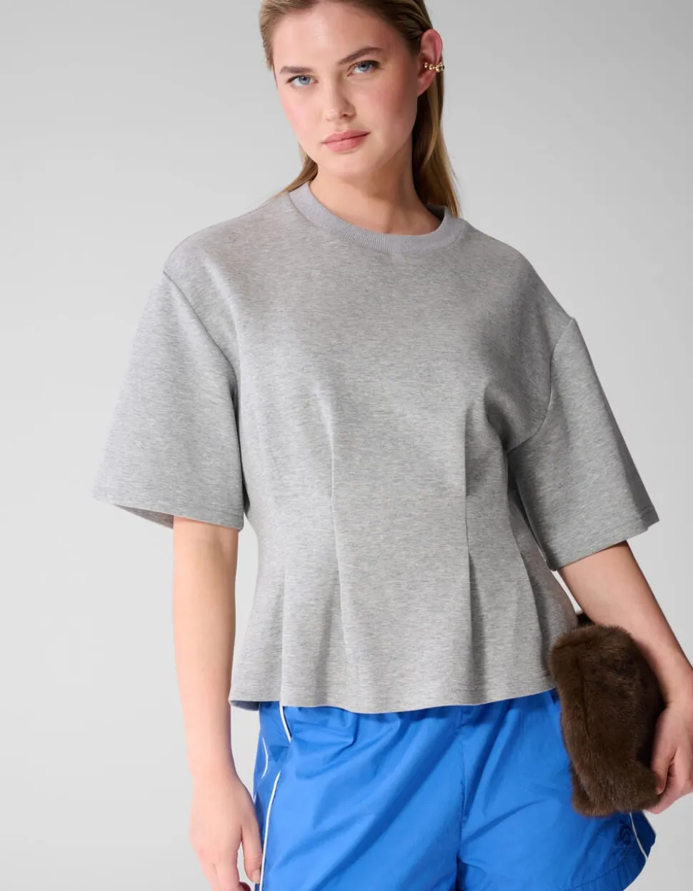 Peplum Scuba T-shirt Lichtgrijs