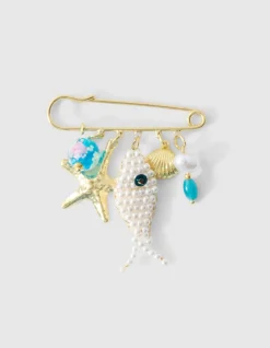 Pin Fish Broche Gebroken Wit