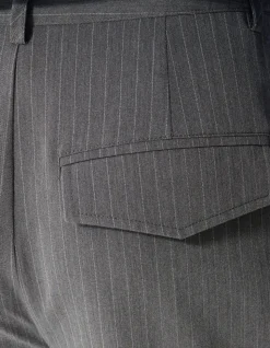 Pinstripe Pleated Pantalon Donkergrijs