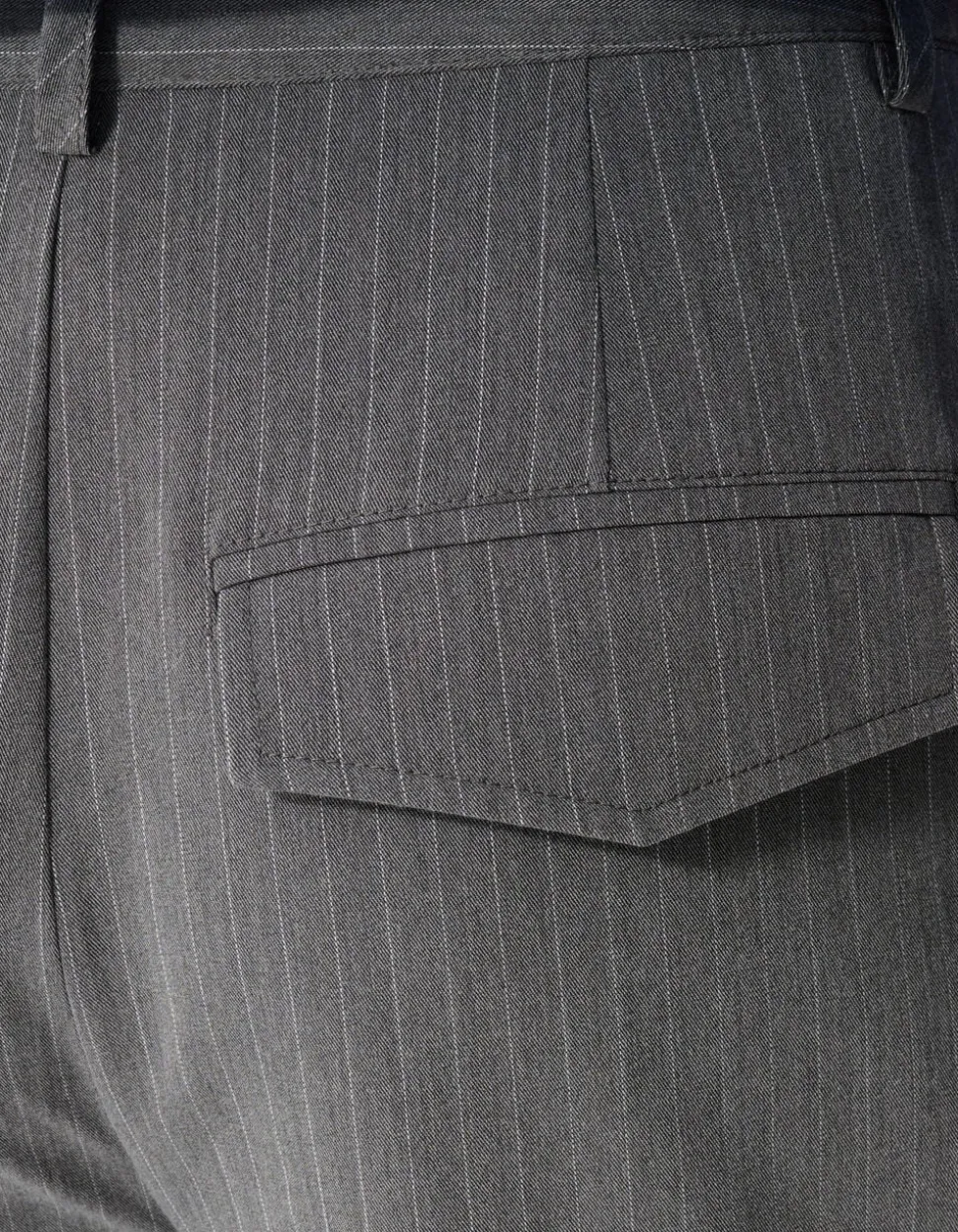 Pinstripe Pleated Pantalon Donkergrijs