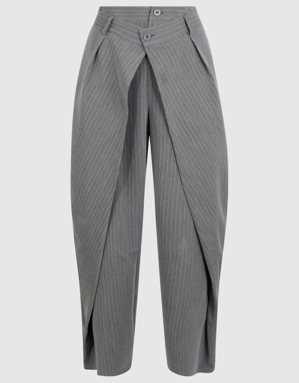 Pinstripe Pleated Pantalon Donkergrijs