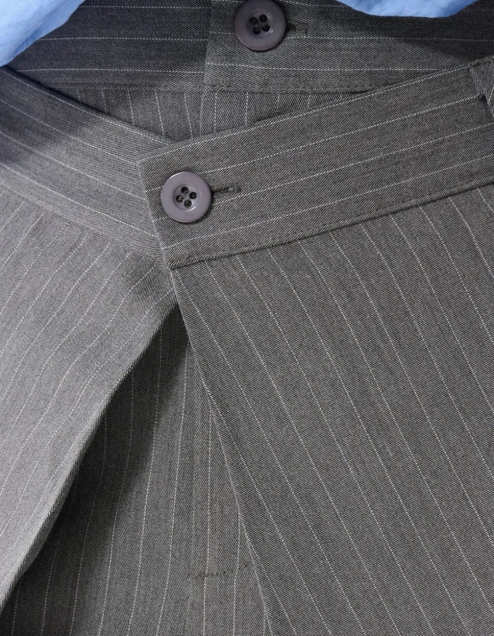 Pinstripe Pleated Pantalon Donkergrijs