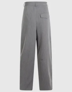 Pinstripe Pleated Pantalon Donkergrijs